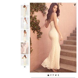 Zenith Cream Lace Maxi Dress Lulu's S